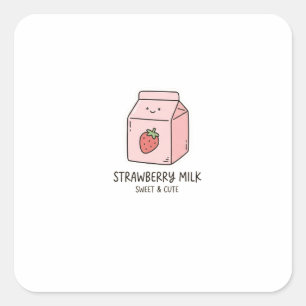 Kawaii Pastell Söt Jordgubbssmjörtkartong Fyrkantigt Klistermärke