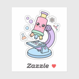Kawaii Pastell Vetenskap Mikroskop Studie Klisterm Klistermärken