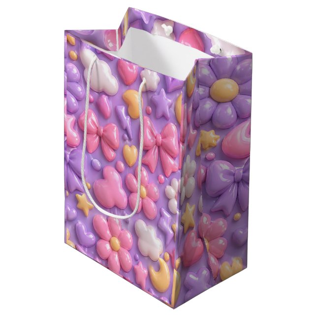 Kawaii Pastellbågar & Hjärtan Sömlöst Mönster (Framsidan Vinklad)