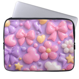 Kawaii Pastellbågar & Hjärtan Sömlöst Mönster Laptop Fodral