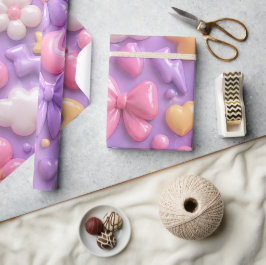 Kawaii Pastellbågar & Hjärtan Sömlöst Mönster Presentpapper