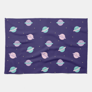 Kawaii pastellplanet kökshandduk