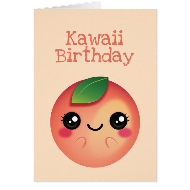 Kawaii Peach Hälsningskort (Framsidan)