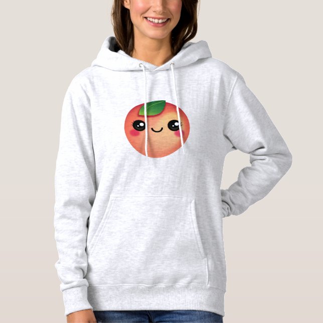 Kawaii Peach Hoodie T Shirt (Framsida)