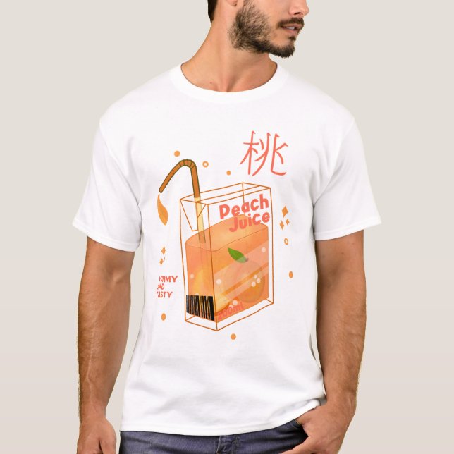 Kawaii Peach Juice T Shirt (Framsida)