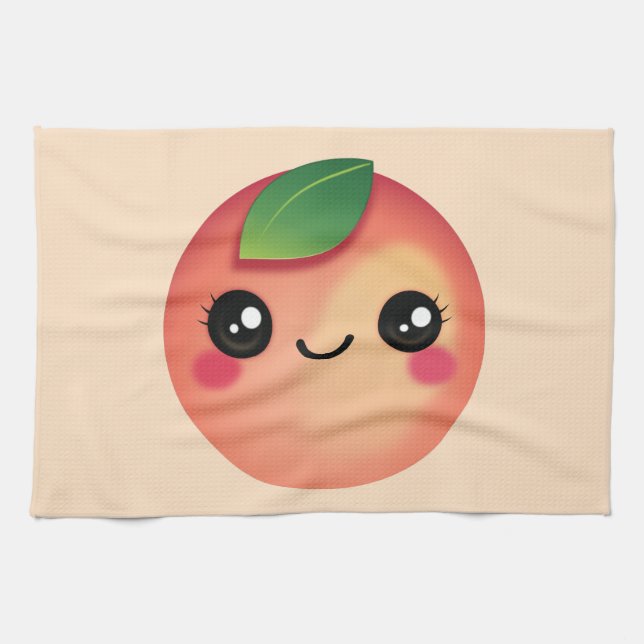 Kawaii Peach Kitchen Towel Kökshandduk (Horisontell)