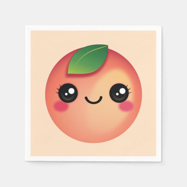 Kawaii Peach Napkins Pappersservett (Framsidan)