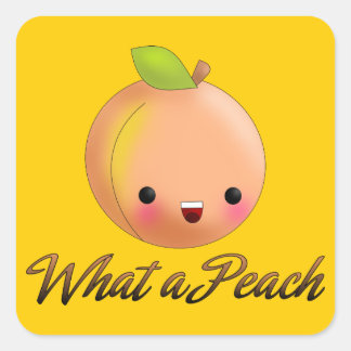 Kawaii Peach Sticker Fyrkantigt Klistermärke