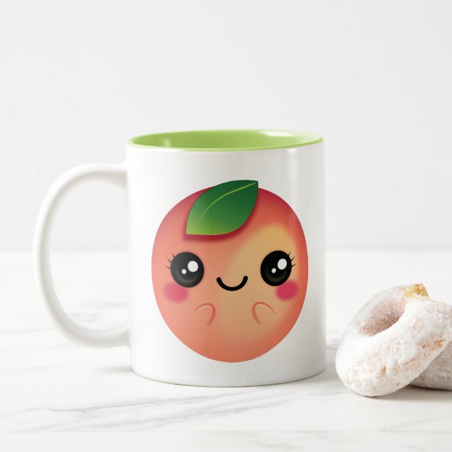 Kawaii Peach Två-Tonad Mugg (Med munk)