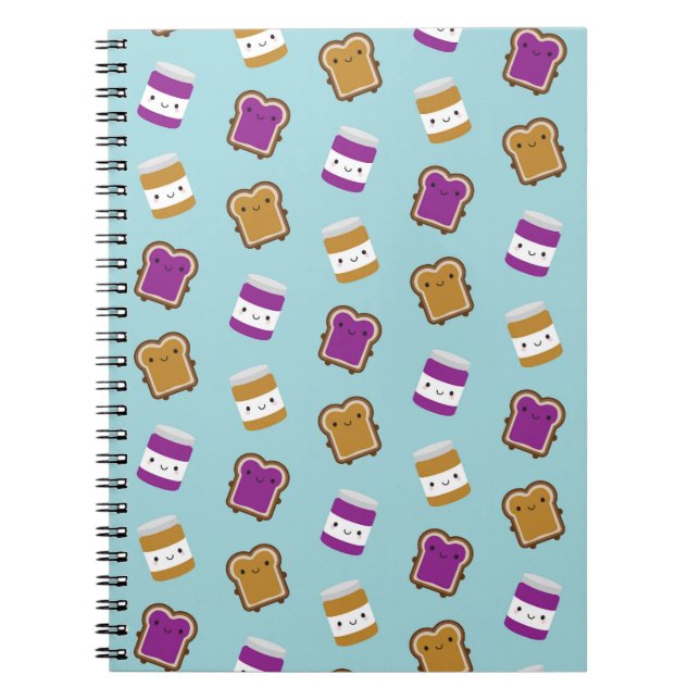 Kawaii Peanut Butter & Jelly Sandwich Couple Anteckningsbok (Framsidan)