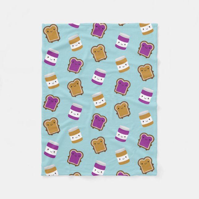 Kawaii Peanut Butter & Jelly Sandwich Couple Fleecefilt (Framsidan)