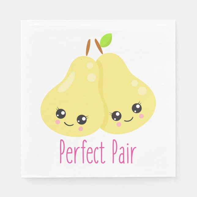 Kawaii Pear par Perfekt Pair Funny Pun Pappersservett (Framsidan)