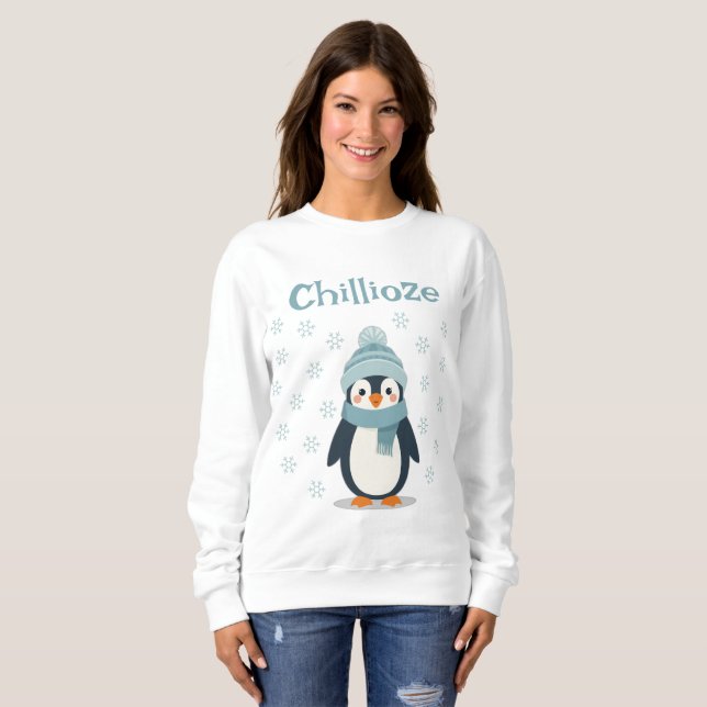 Kawaii Penguin T-Shirt - Chillioze Winter Tee (Hel framsida)