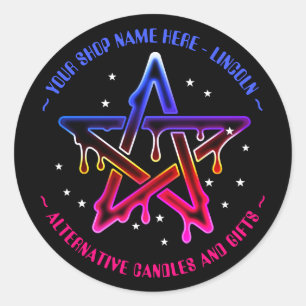 Kawaii Pentagram Witchcraft Gothic Classic Round Runt Klistermärke