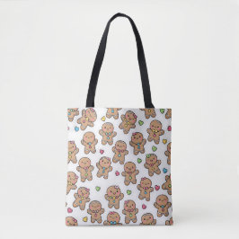 Kawaii Pepperkaksfigurer Jul Shoppingväska Tygkasse