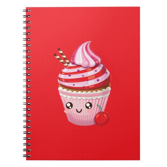 Kawaii Peppermint Surprise Muffins Dekorativ kudde Anteckningsbok (Framsidan)