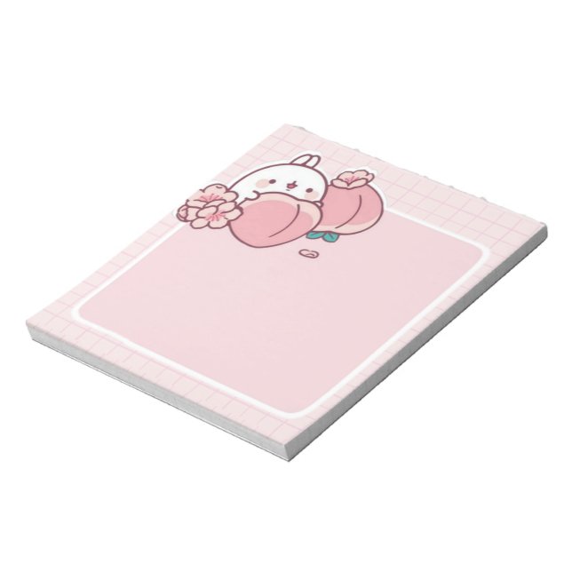 kawaii persienpeachy blomma Sakura rosa bunny söt Anteckningsblock (Roterad)
