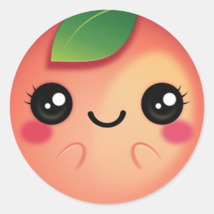 Kawaii persika runt klistermärke