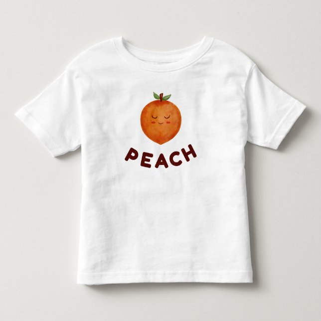 Kawaii-persika Småbarns-T-shirt | Söt frukt  T Shirt (Framsida)