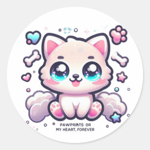 Kawaii Pet Sticker-Tassavtrycken på mitt hjärta, F Runt Klistermärke