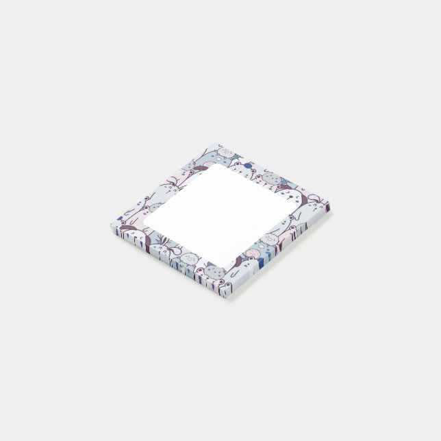 Kawaii Pets & Ice Cream Mönster Post-it Block (Vinklad)
