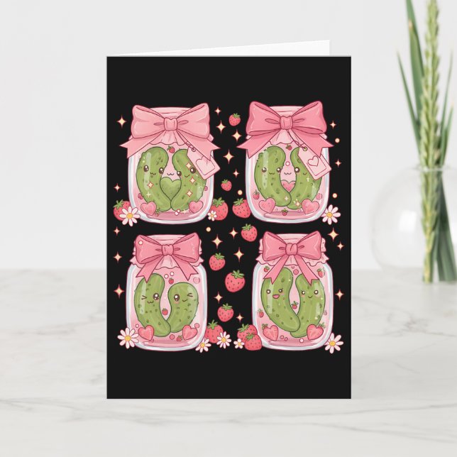 Kawaii Pickle Söt Jordgubbssylt Burk Valentin Kort (Framsida)
