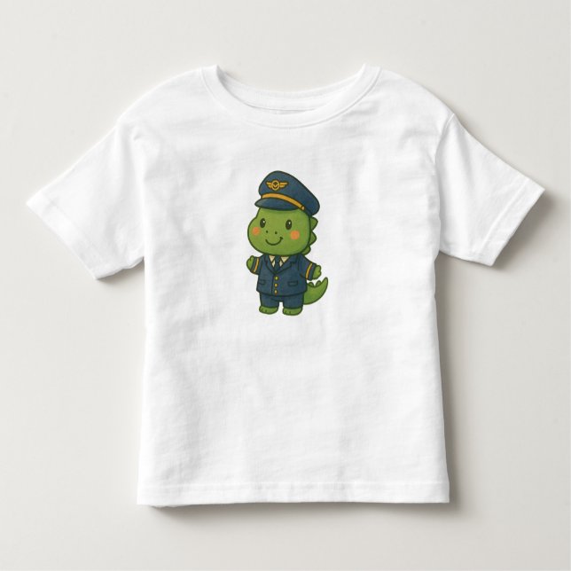 Kawaii PilotDinosaur – Cute Dino Jobs T Shirt (Framsida)
