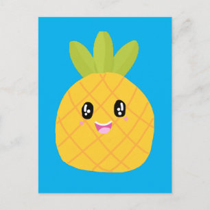 Kawaii Pineapple Cute Tropical Vykort