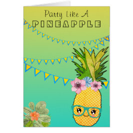 Kawaii Pineapple Tropical Beach Party Food Thmet Hälsningskort