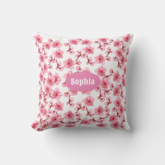 kawaii pink cherry blossoms kudde (Framsida)