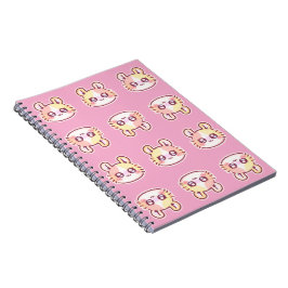 Kawaii Pink Kitty Pattern Spiral Notebook  Anteckningsbok