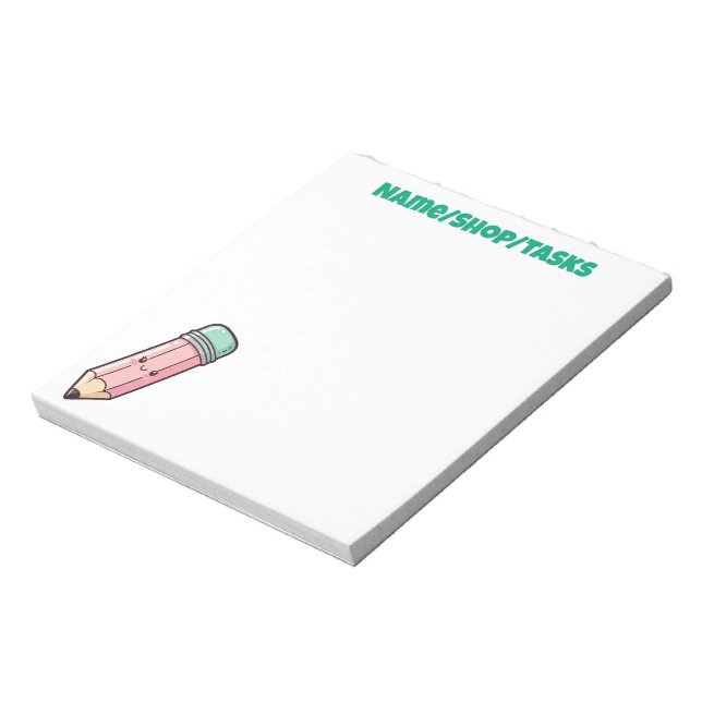 Kawaii Pink Pencil Anteckningsblock (Roterad)