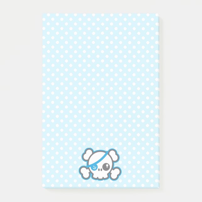 Kawaii Pirat Skull Bärbara anteckningskort Post-it Block (Framsida)
