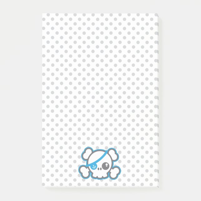 Kawaii Pirat Skull Bärbara anteckningskort Post-it Block (Framsida)