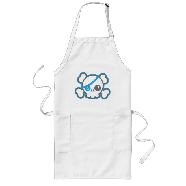 Kawaii Pirat Skull Barn Apron Långt Förkläde (Framsidan)