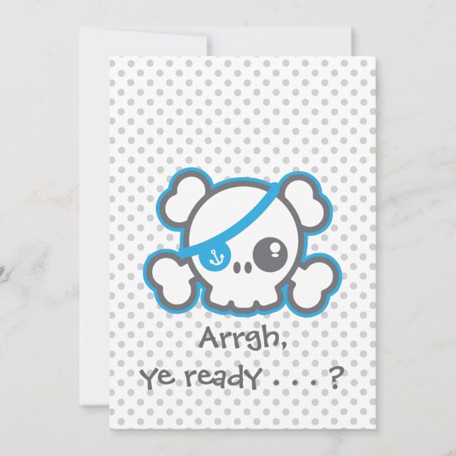 Kawaii Pirat Skull Halloween fest inbjudan (Framsida)