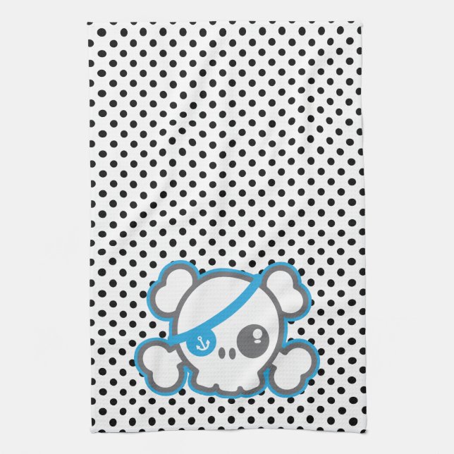 Kawaii Pirat Skull Kitchen Towel Kökshandduk (Vertikal)