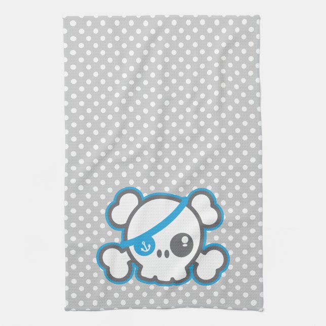 Kawaii Pirat Skull Kitchen Towel Kökshandduk (Vertikal)