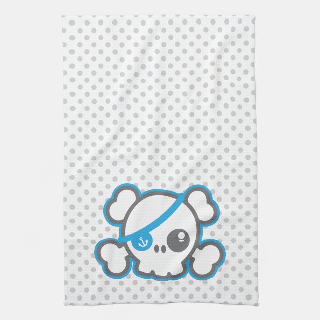 Kawaii Pirat Skull Kitchen Towel Kökshandduk (Vertikal)
