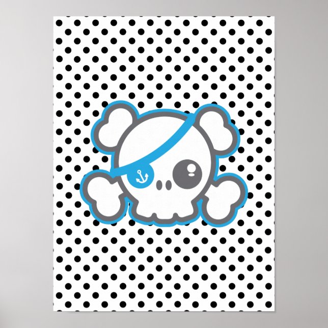 Kawaii Pirat Skull Poster Skriv ut (Framsidan)