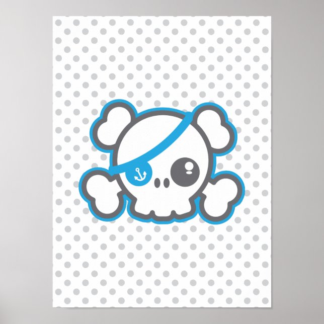 Kawaii Pirat Skull Poster Skriv ut (Framsidan)