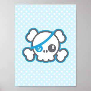 Kawaii Pirat Skull Poster Skriv ut