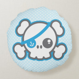 Kawaii Pirat Skull Round Pillow Rund Kudde