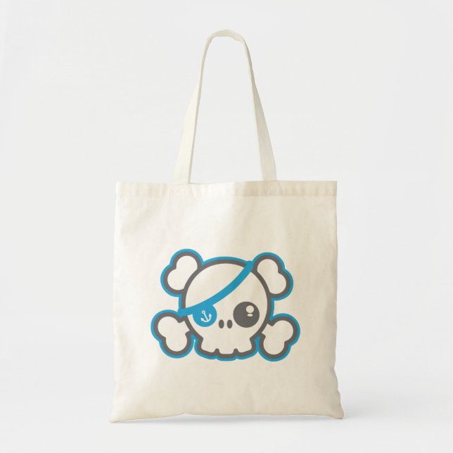 Kawaii Pirat Skull Tote Bag Tygkasse (Framsidan)