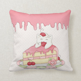 Kawaii piskade den kräm- kattunge- & körsbärtårtan kudde
