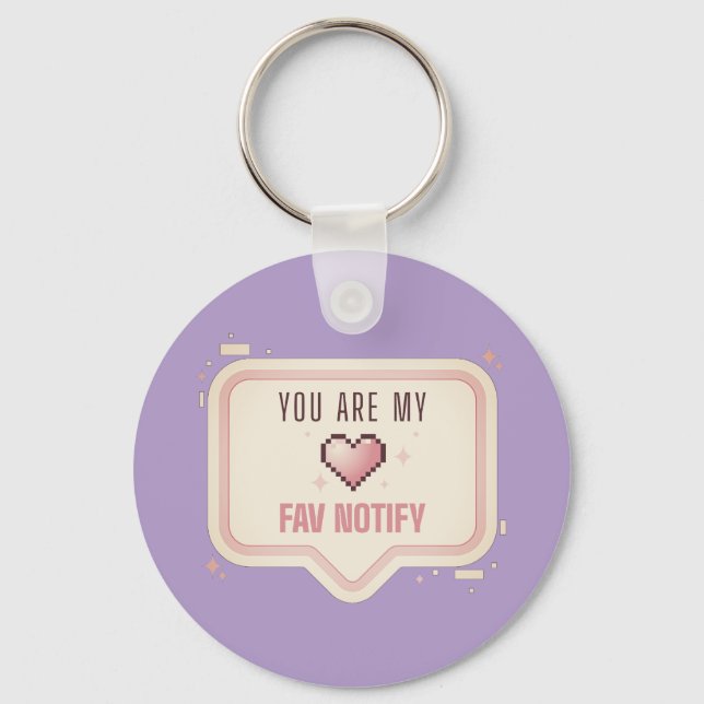 Kawaii Pixel Heart "Du är min fav-notis" Nyckelring (Framsida)