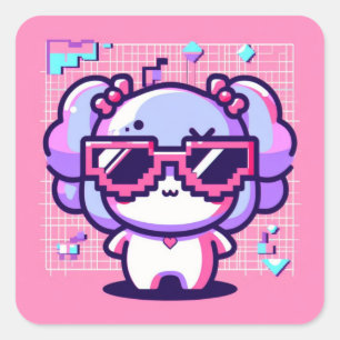 Kawaii Pixel Pal Fyrkantigt Klistermärke