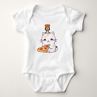Kawaii Pizza Cat & Little Pizza Buddy Funny Graphi T Shirt
