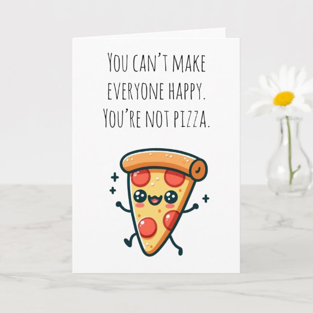 Kawaii Pizza Slice Funny Hälsning Card Kort (Liten växt)