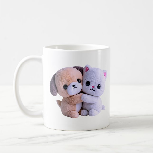 Kawaii Plyschdjur Knuff Pastell Kaffemugg (Vänster)